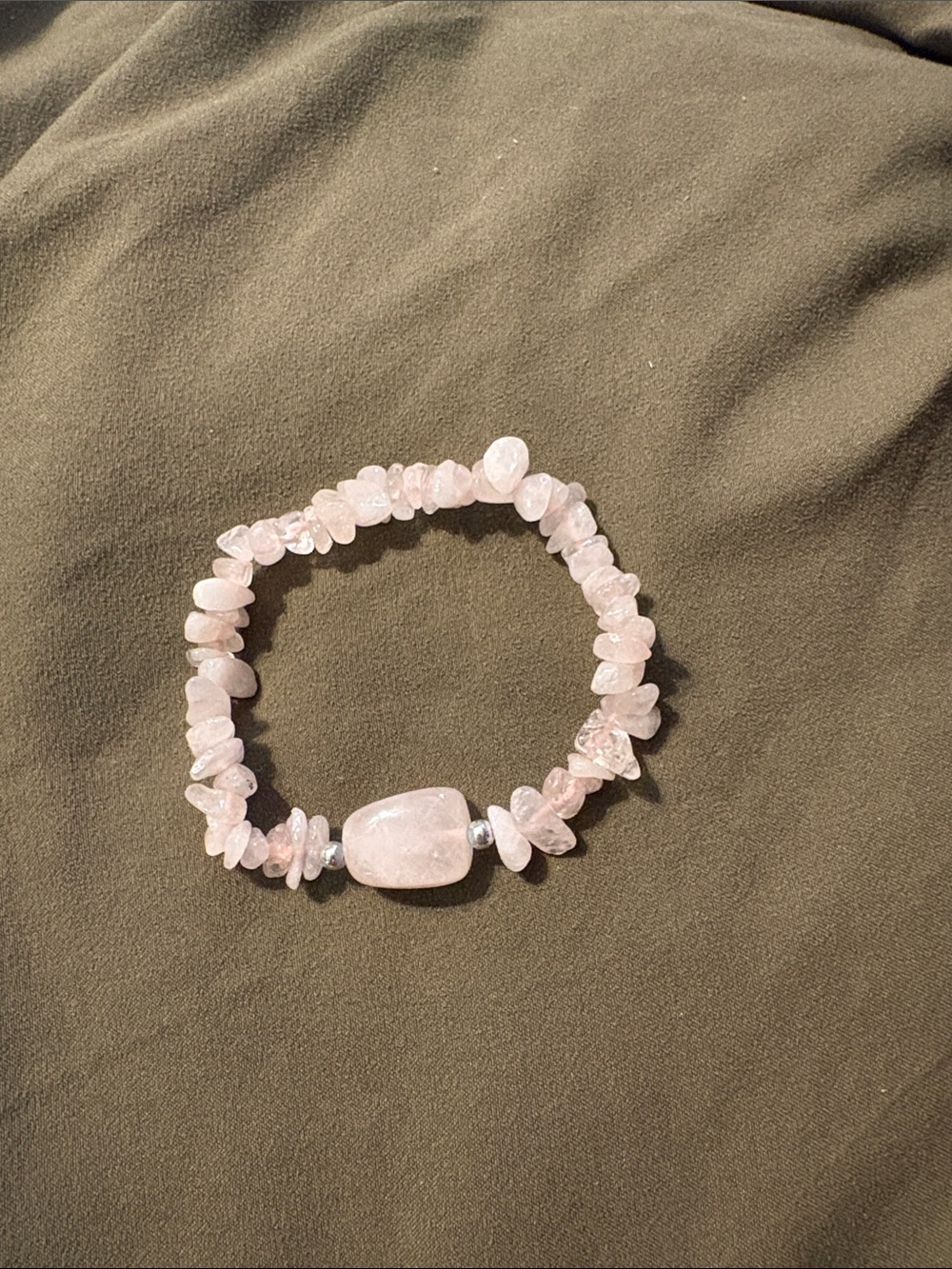 Rose Quartz Beaded Stretch Bracelet - Pink